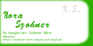 nora szohner business card
