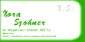 nora szohner business card